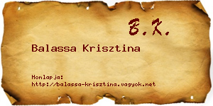 Balassa Krisztina névjegykártya